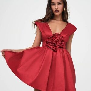 For love and lemons Rose Red Cocktail Dress M NWT